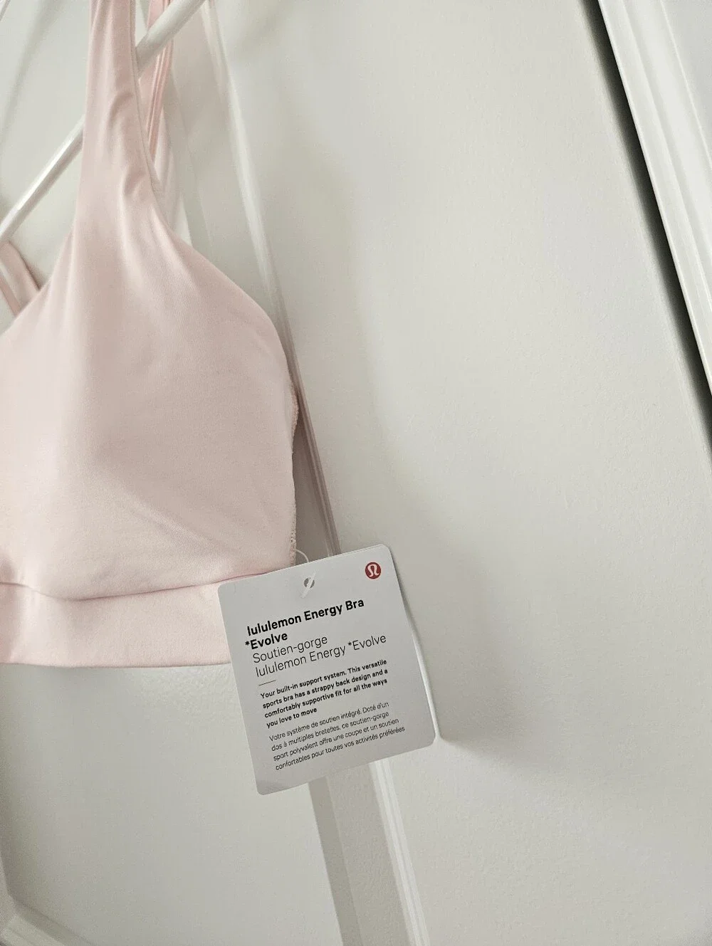 NWT Lululemon Sz Small Energy Bra Medium Support, B-D Cups Evolve Blush Quartz